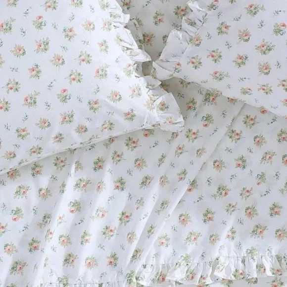Laura Ashley ~ Twin XL ~ Roseford Ruffled Hem ~ 3 Pc. Sheet Set
